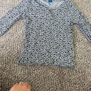 Old Navy Kids' Black and Gray Leopard Long Sleeve Tee